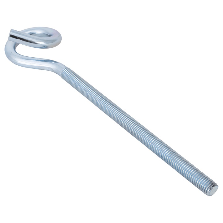 Carlig De Constructie, Dromet, Hoh m12x260, 260 mm x 58 mm, Argintiu, Filet m12 Cu Lungimea De 180 mm, Lungimea Totala A Surubului 260 mm, Diametrul Exterior Al Indoiturii 58 mm, material Otel Zincat