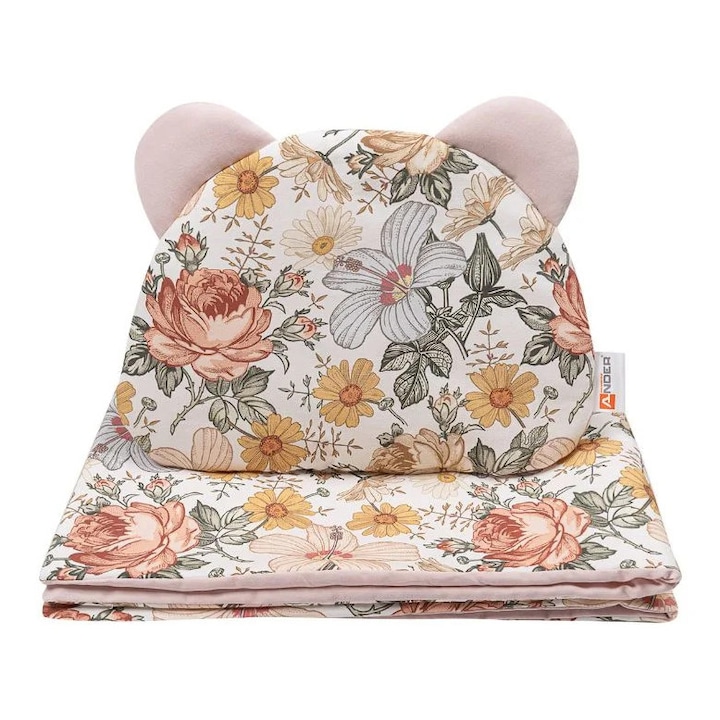 Set Pilota si Perna Ander SCARLETT FLOWERS, 100% Bumbac, multicolor, 100x75cm si 31x22cm