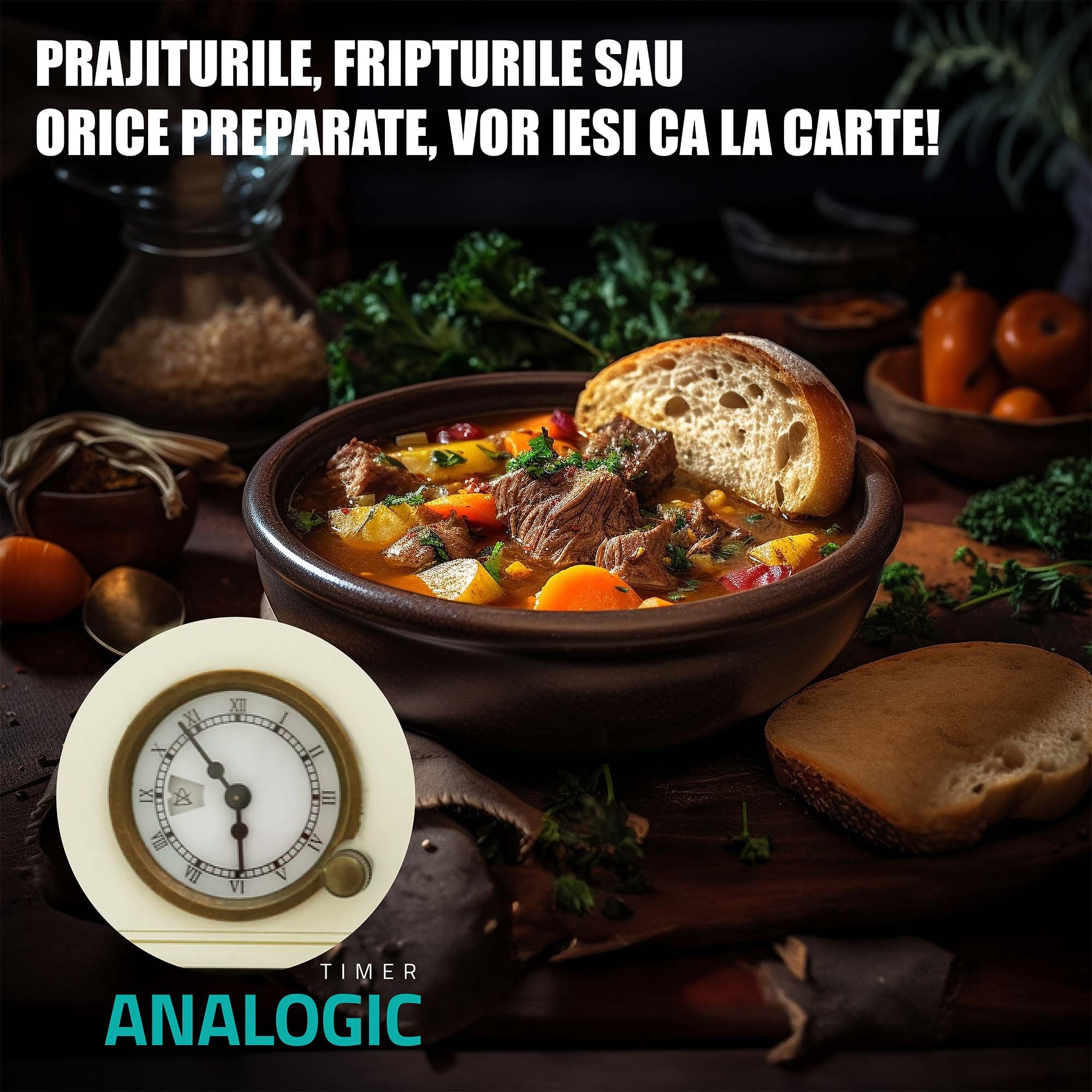 Aragaz rustic Samus SR660G4C1, 4 arzatoare, cuptor pe gaz, 55 L, gratare fonta, siguranta plita, timer analogic, aprindere electrica plita