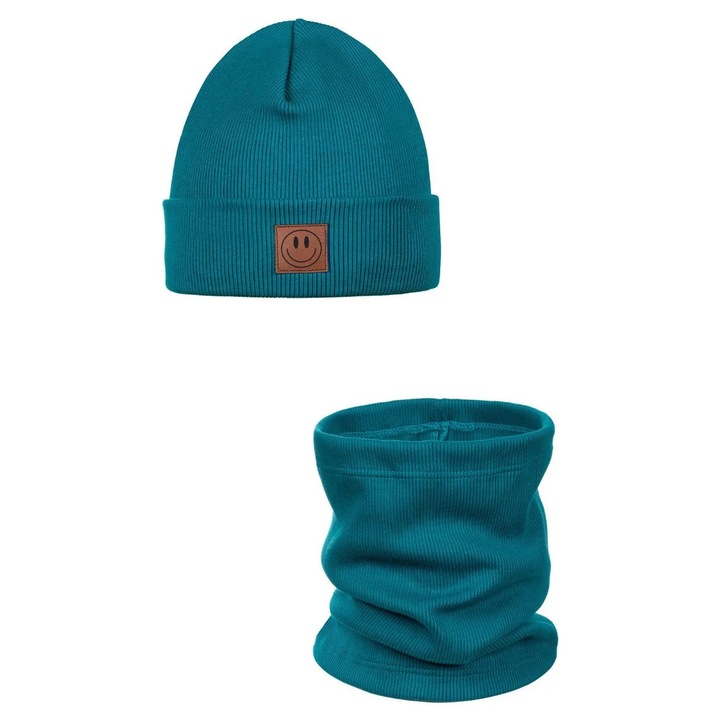 Set De Primavara: Caciula Si Fular Smile - Bumbac, Sea