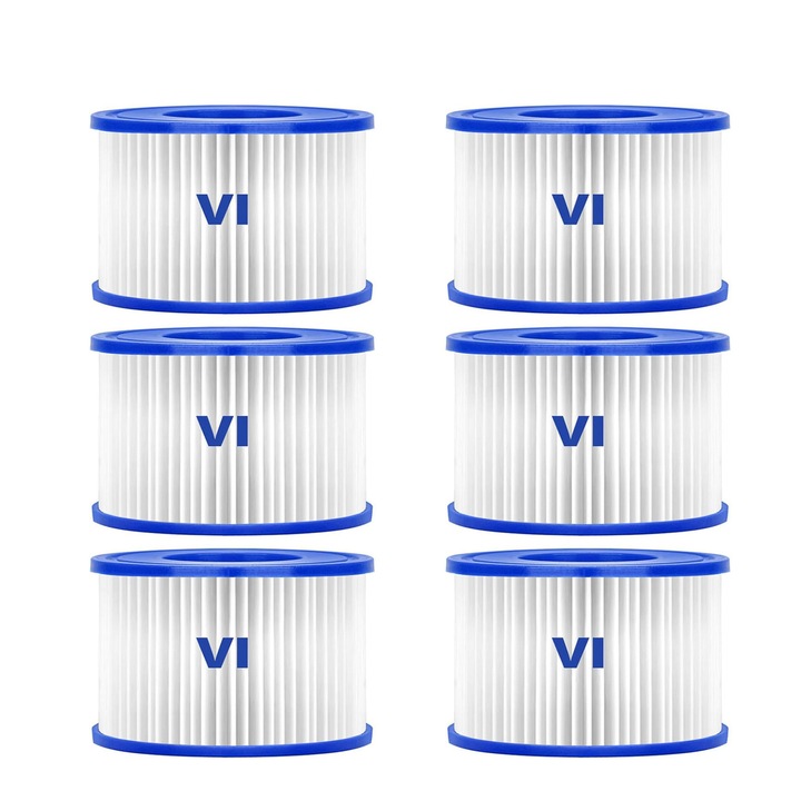 Комплект от 6 резервни филтърни патрона за басейни и джакузита, за Bestway Miami, Monaco Lay-Z-Spa, Vegas, Palm Springs, филтри за басейн Flowclear, замества оригиналния филтър 58323, 10.7*7.9 см
