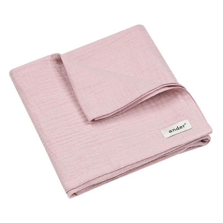 Ander babatakaró, pamut, puha és légáteresztő, 60x60cm, púderrózsaszín