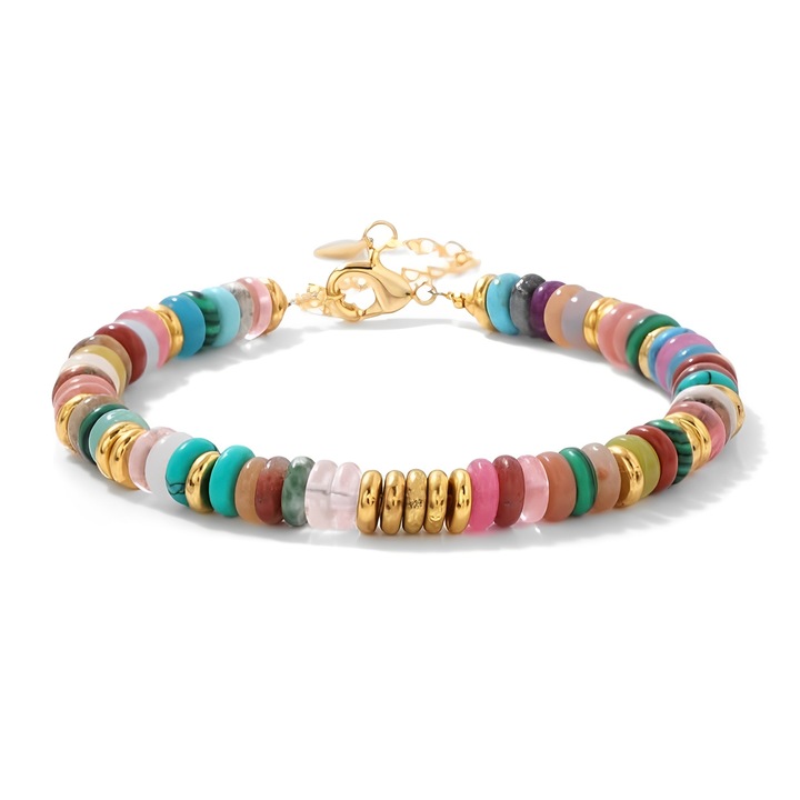 Halmozott karkötő, TREXORA, többszínű, gyöngyökkel és drágakövekkel, férfiaknak