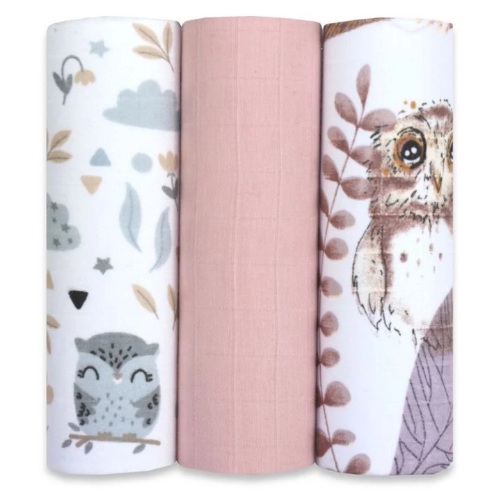 Scutece din bumbac, 3 bucati, 60x80cm, multicolor