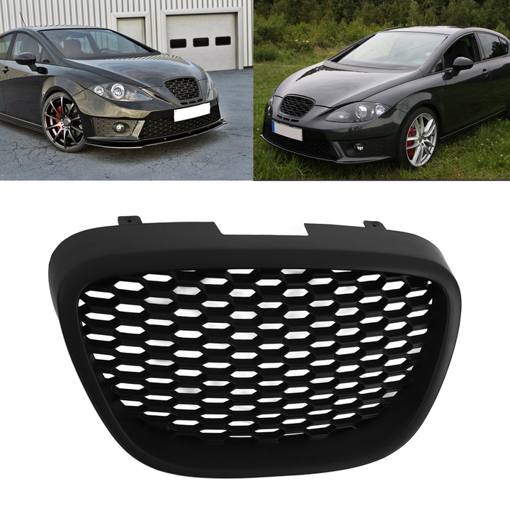 ABS матово черна предна решетка, комплект за резервни части за Seat Leon MK2, Altea, Toledo 5P 05-09