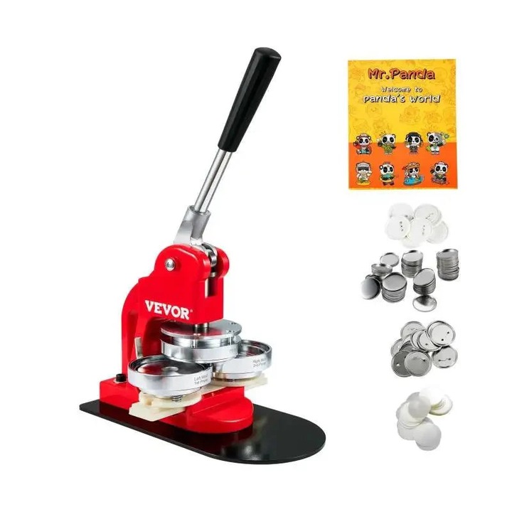 Машина за изработка на значки, пълен комплект, 25 мм, 500 части, ръчна, 29x15.5x48.5 см