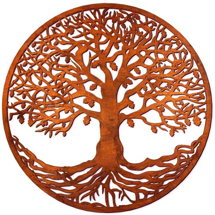 Életfa - Fali Dekoráció 48 cm átmérő tikfa szín