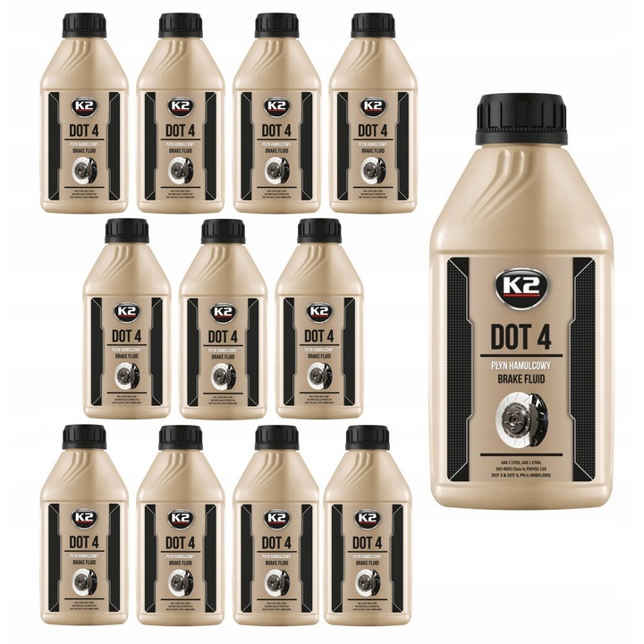 Set 12x Lichid de frana DOT-4, 500ml, K2, performanta in conditii extreme, temperatura de fierbere ridicata