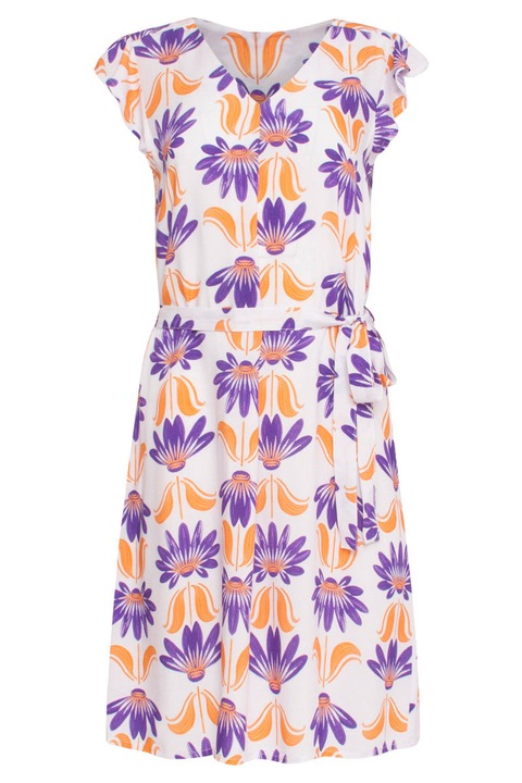 Smashed lemon, női rövid ruha fodrokkal, fehér, virágmintás, S