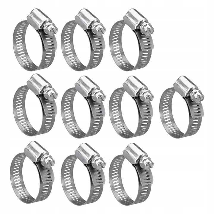 Set 10x cleme, 12-22mm, otel inoxidabil, grosime 0,6mm, cheie 7mm