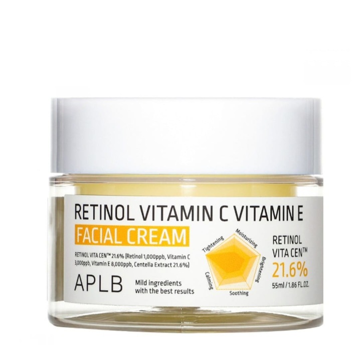 Crema de fata cu Retinol, Vitamina C, Vitamina E, antirid, hidratanta. APLB, 55ml