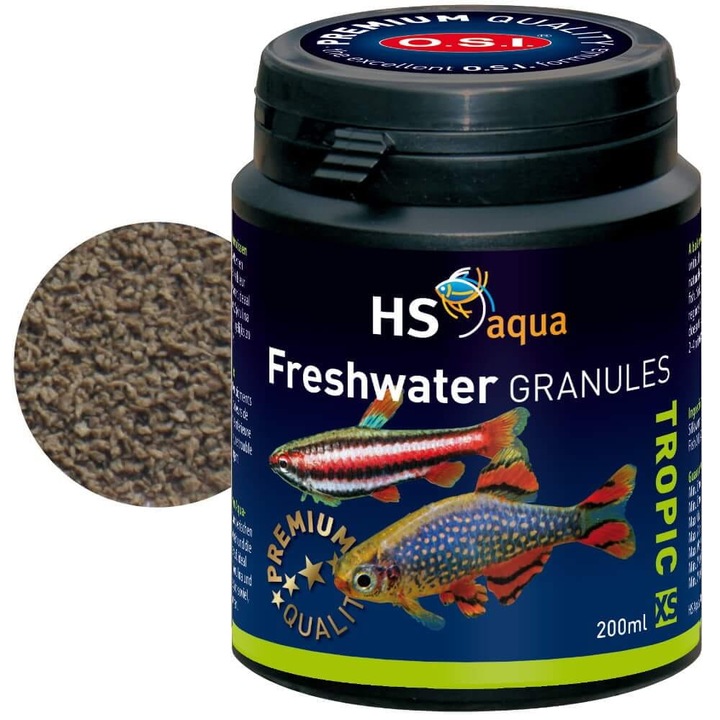 Haltáp granulátum, OSI Freshwater, XS, 200ml (120g), vitaminokkal és enzimekkel, édesvízi akváriumokhoz