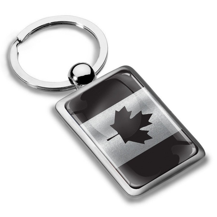 Fém kulcstartó díszdobozban, Biomar Labs, Kanada zászlaja, uniszex, 3D, ezüst, KK 281