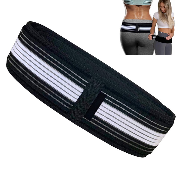 Centura ortopedica pentru solduri, suport lombar, neagra, 9x120cm