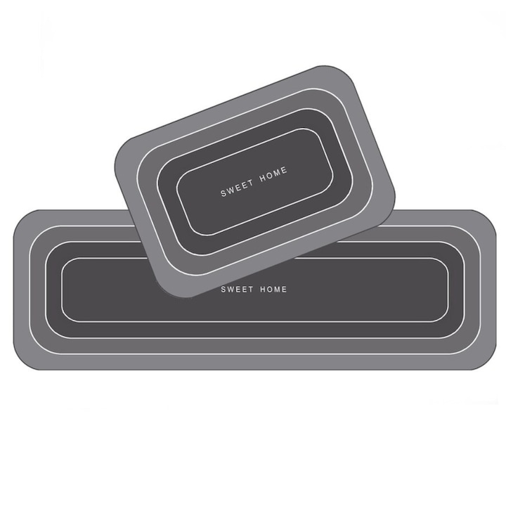 Covoare bucatarie, baza antiderapanta, stabile si sigure, impermeabil, elegant si modern, multufunctionale, set 2 piese - CHEFMAT