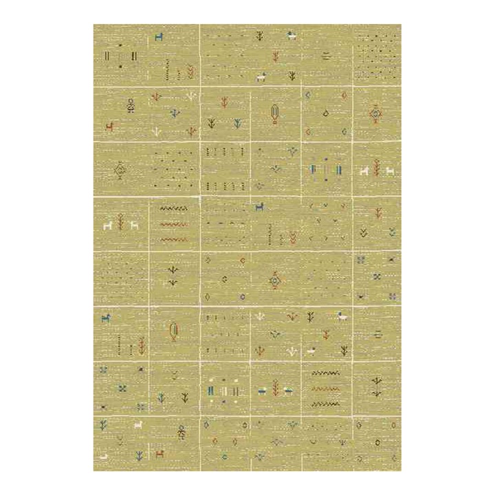 Covor Carpeta sintetic Colectia Delta 1209-1-43923, Design Modern, Galben, dimensiuni 160 x 230 cm