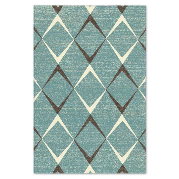 Covor Carpeta sintetic Colectia Matrix 1808-1-16644, Design Geometric, Verde, dimensiuni 80 x 150 cm