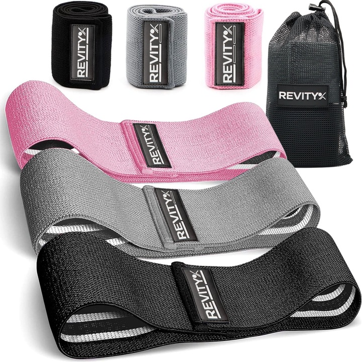 Revity Hip Flex rugalmas szalag, 3 darabos szett, ellenállás 8-32 kg, többszínű, 8x77 cm