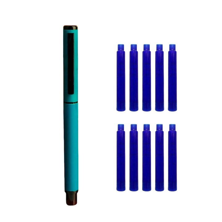 Stilou metalic cu cerneala termosensibila + Rezerve, Sky breeze