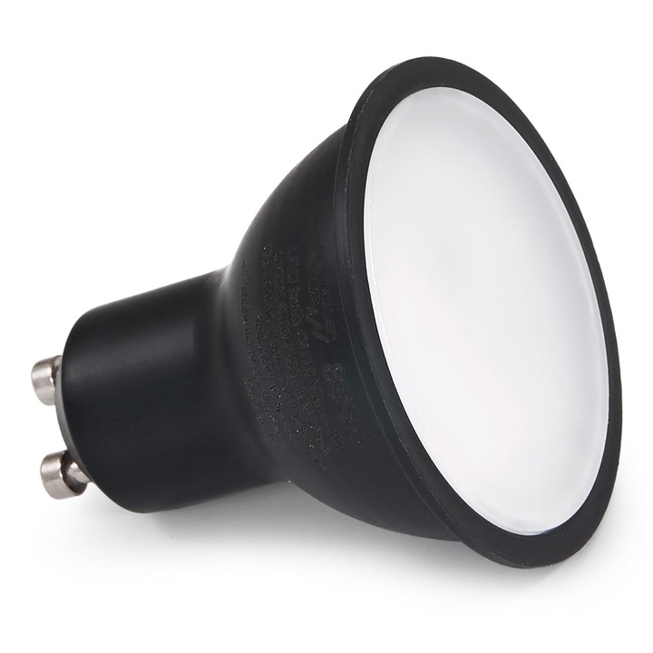 LED крушка GU10 4.9W 230V, топло бяла (2700K), черна