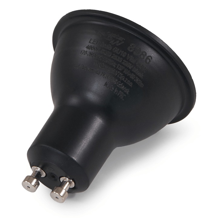 LED izzó GU10 4.9W 230V - Semleges fehér (4000K) Fekete