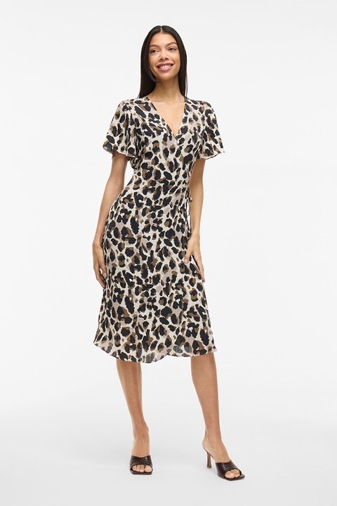 Vila, Рокля с деколте със застъпен дизайн, Черен/Светло бежово