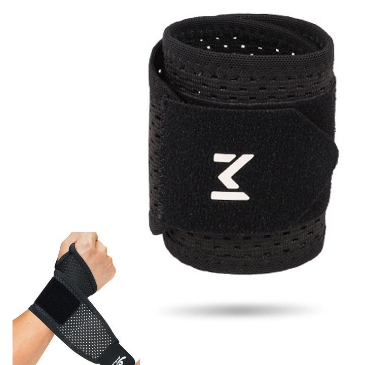 Husa protectie articole sportive, suport pentru incheietura mainii, ajustabil, negru, dimensiune unica