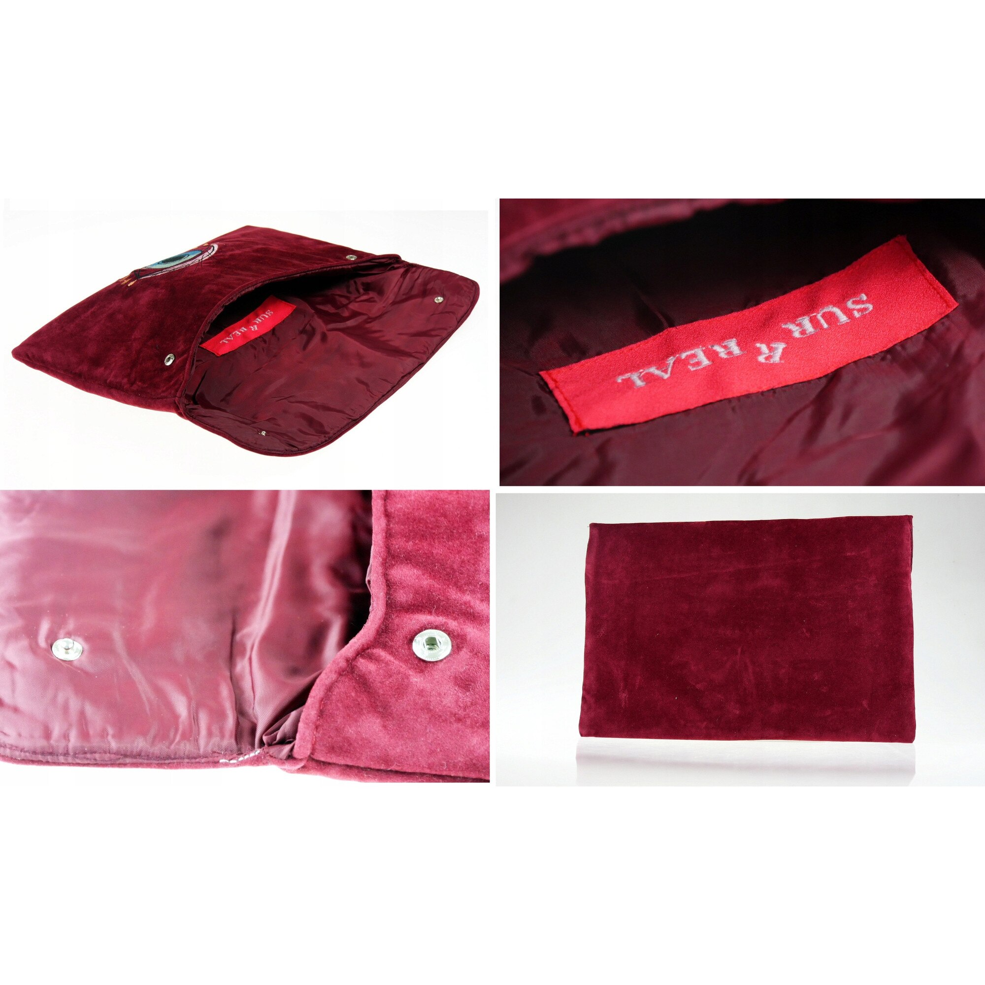 Geanta laptop, SURrreal, cu model brodat, material rezistent, interior colorat, vin