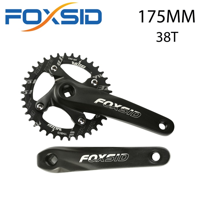 FOXSID XT, Manivela cu orificiu patrat pentru bicicleta de munte MTB, lungime 175MM, cu pinion 38T, negru