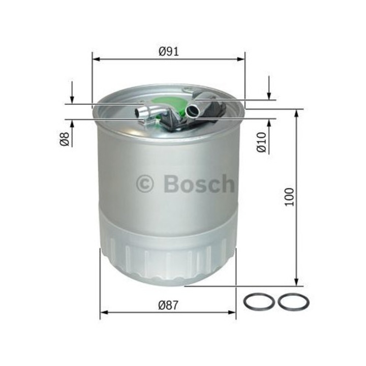 Üzemanyagszűrő Bosch F 026 402 056, 10x92x126mm, 8mm