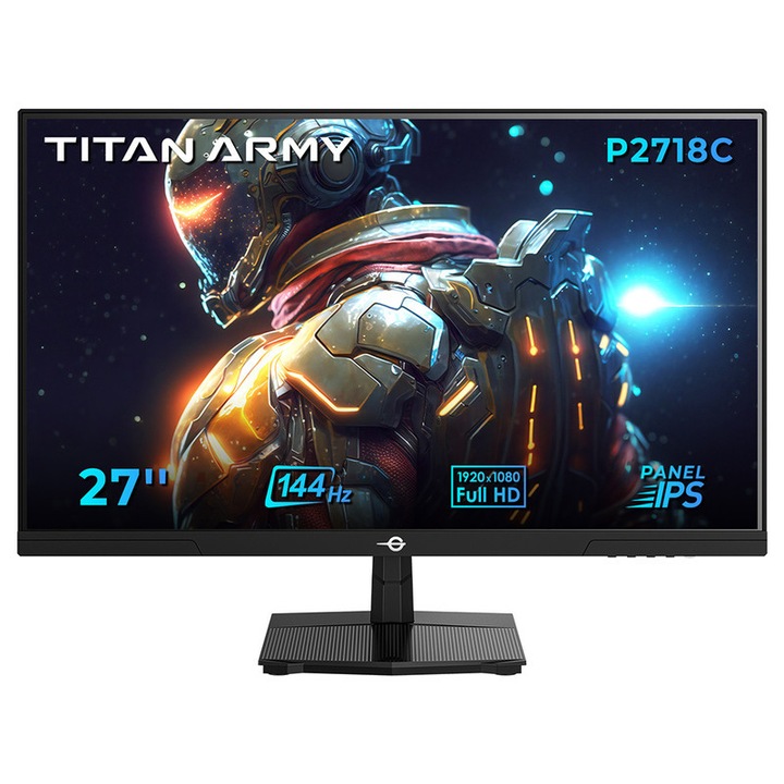 Монитор Gaming TITAN ARMY P2718C, 27 инча, FHD 1920x1080, 144Hz, IPS, Eye-Care, ергономичен, VESA 100x100mm