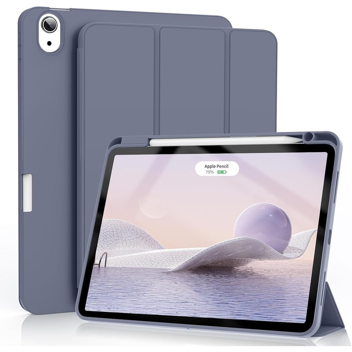 Tablet tok, vienod, iPad Air 11 hüvelykes M2 2024-hez és Pro 11 hüvelykeshez, lila, automatikus ébresztő funkció, tolltartó