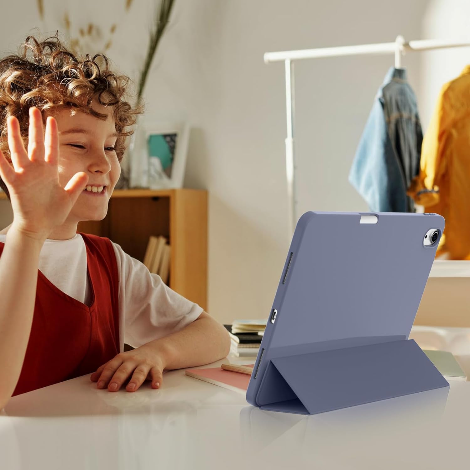 Husa de protectie pentru tableta, potrivita pentru iPad Air 11-inch M2 2024, functie automata trezire/sleep, cu tava pentru stilouri, Violet