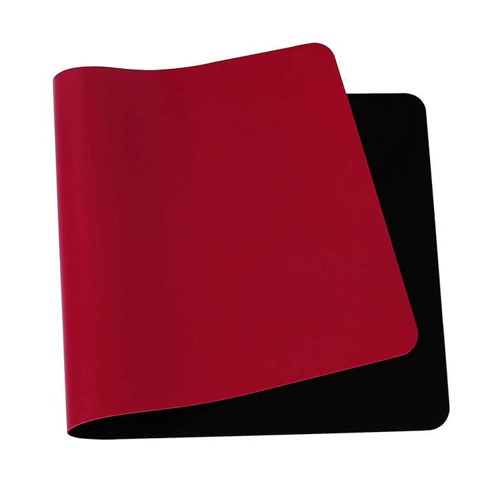 Mousepad mare, piele, dublu, negru rosu, 900x400x2mm