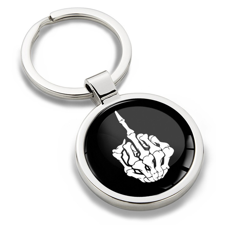 Fém kulcstartó díszdobozban, Biomar Labs, Koponya, Csontok, uniszex, 3D, Ezüst/Fekete, KK 164 X