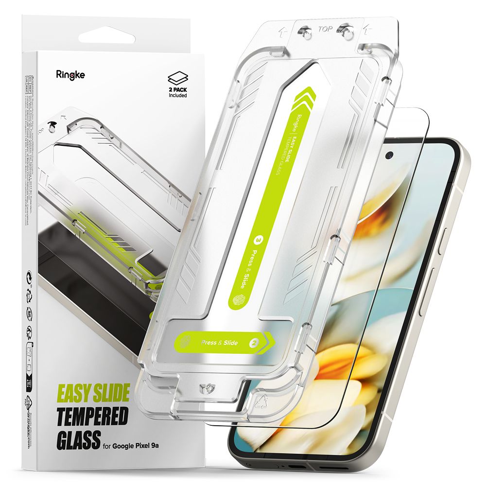 Set 2 folii sticla cu sistem de montare Ringke Easy Slide compatibil cu Google Pixel 9a Clear