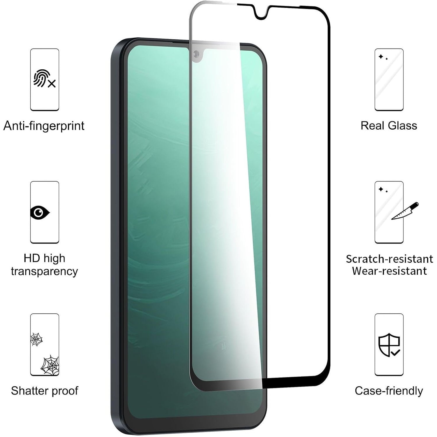 Folie sticla MatTech, Compatibila cu Samsung Galaxy A26 5G, Lipire pe Toata Suprafata, 9H Protection Technology, Claritate Premium Full HD, Full Glue, Margini Negre