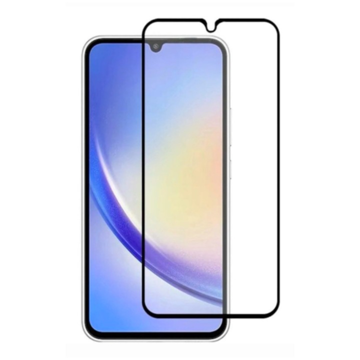MatTech üvegfólia, Samsung Galaxy A34 készülékkel kompatibilis, teljes felületű ragasztás, 9H védelmi technológia, prémium Full HD tisztaság, teljes ragasztó, fekete szélek