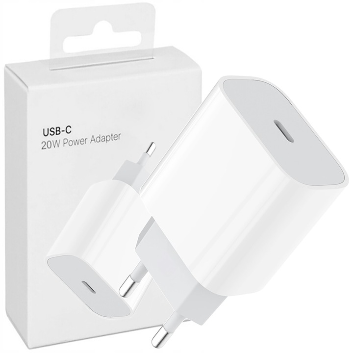 iPhone 14/13/12/11 USB C típusú töltőadapter, 20W, fehér