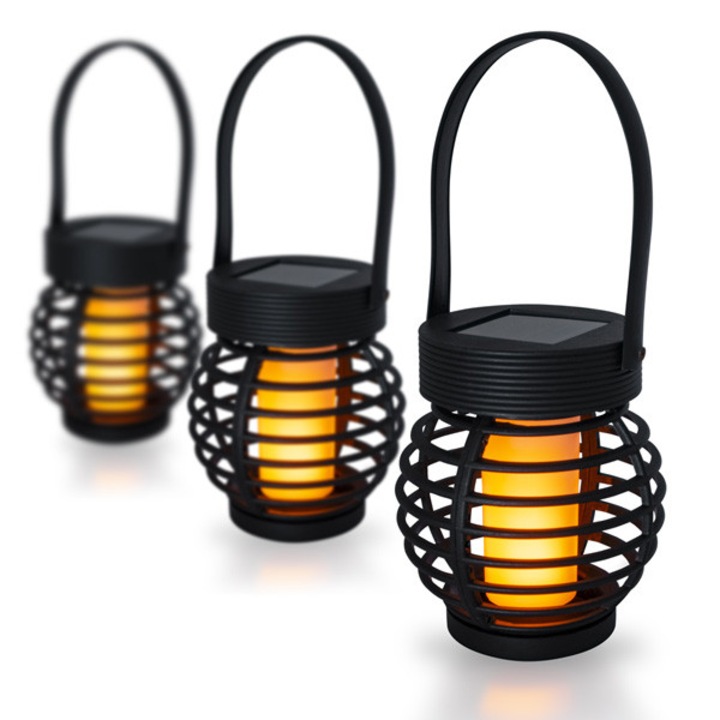 Set 3 lampi solare LED, design elegant, 9x10,8cm, lumina calda, rezistente la intemperii