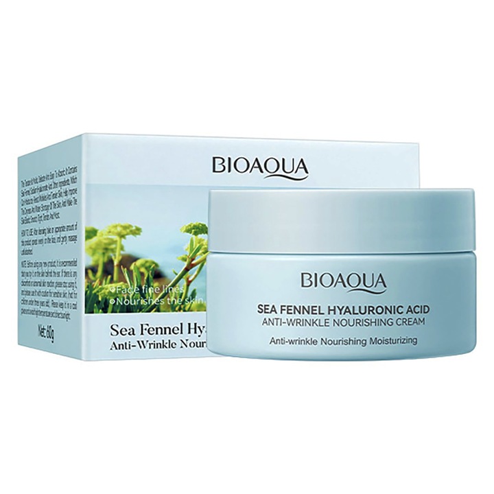BIOAQUA Hidratáló ránctalanító arckrém hialuronsavval és tengeri édesköménnyel 60g