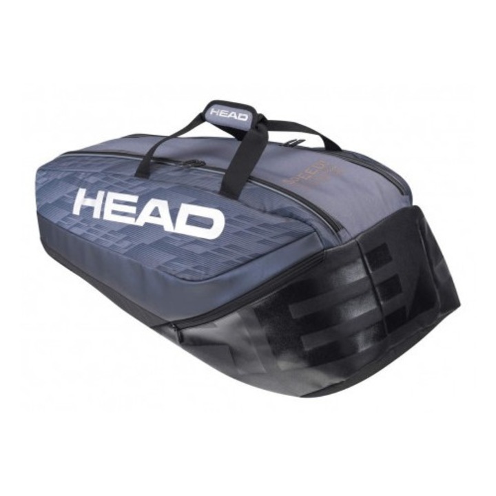 Geantă sport HEAD Djoko 9R Supercombi, gri/negru, 80x35x35.5 cm, capacitate 9 rachete, tehnologie CCT+