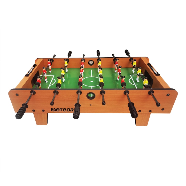 Mini fotbal, Meteor, Masa compacta pentru fotbal, Mdf, Multicolor, 80 x 48 cm, Set cu 2 mingi, Pentru copii si adulti, Manere ergonomice, Usor de urmarit scorul, Dopuri din cauciuc sigure