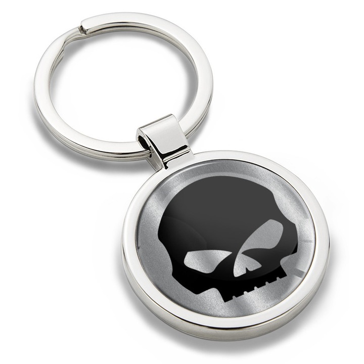 Breloc metalic cu cutie cadou, Biomar Labs, Craniu, unisex, 3D, Argintiu/Negru, KK 268 X