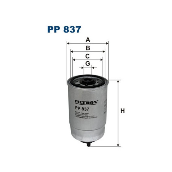 Filtron PP 837 üzemanyagszűrő, 71x62mm, M16x1.5, 155mm