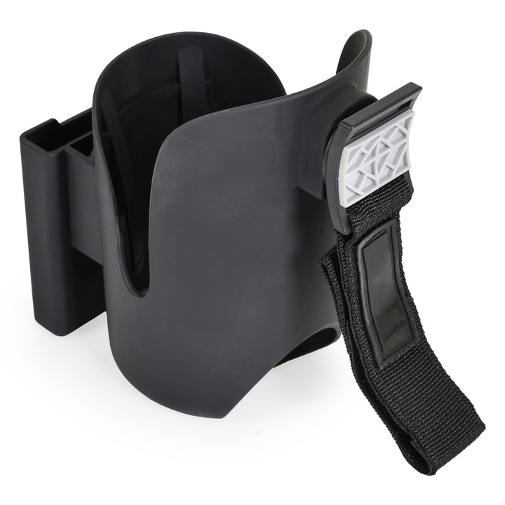 Suport 2 in 1 universal pentru pahar si telefon Cangaroo On The Go, prindere reglabila pe carucior sau bicicleta, Negru