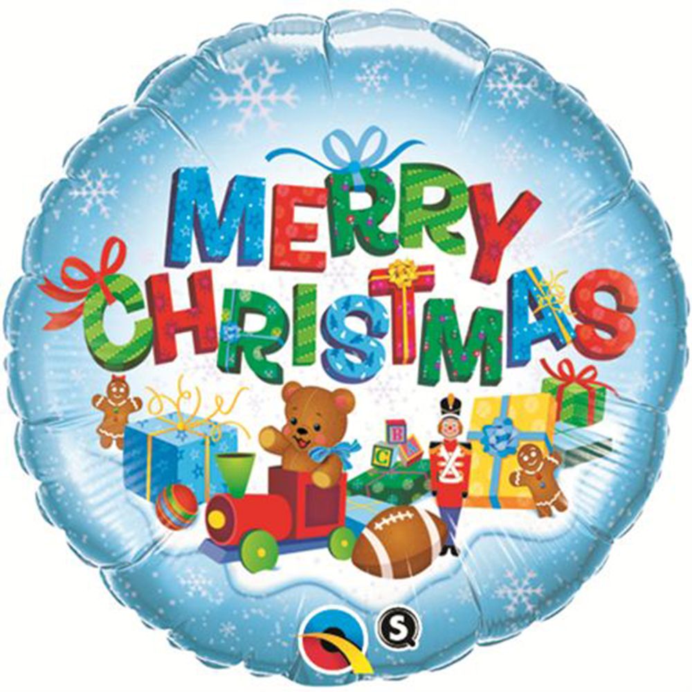 Balon folie 45 cm Merry Christmas cu jucarii, Qualatex