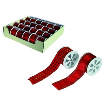 Rafie rosie Craciun 38 mm x 2 m, OOTB, 2 buc Rafie rosie Craciun 38 mm x 2 m, OOTB, 2 buc