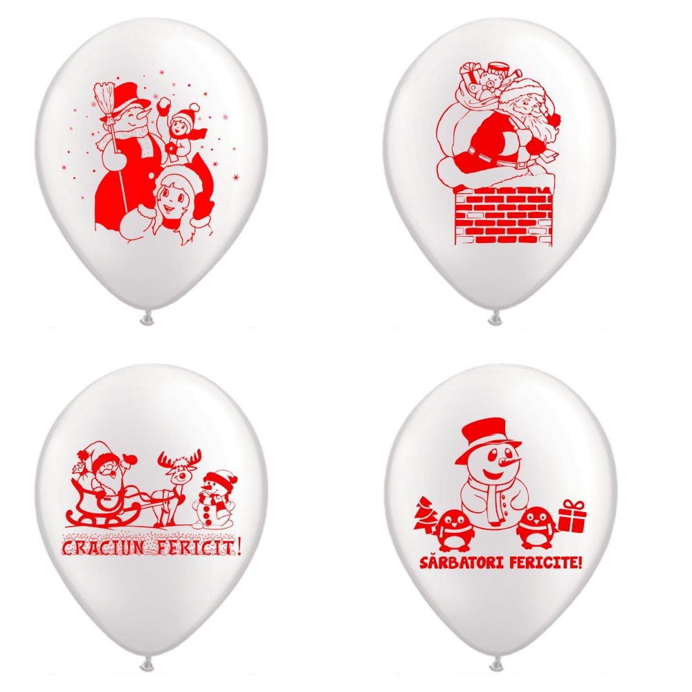 Baloane latex inscriptionate Mos Craciun si Om de Zapada, Radar, 10 buc