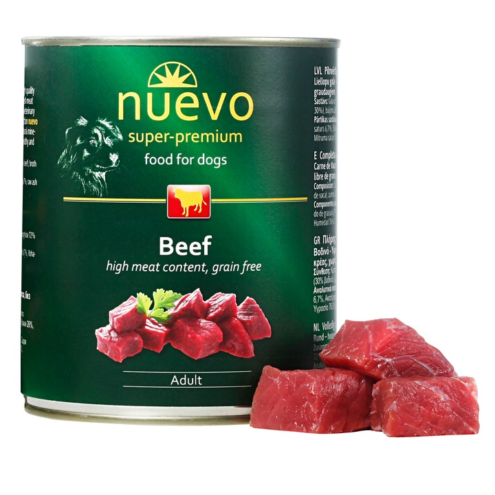 Hrana umeda pentru caini, Nuevo, Vita, conserva 800 g
